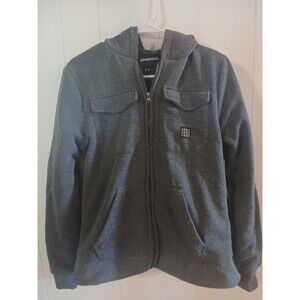 Aeropostale Full Zip Hoodie Charcoal Gray Faux Fur Lined Sz S Y2K Retro Mall